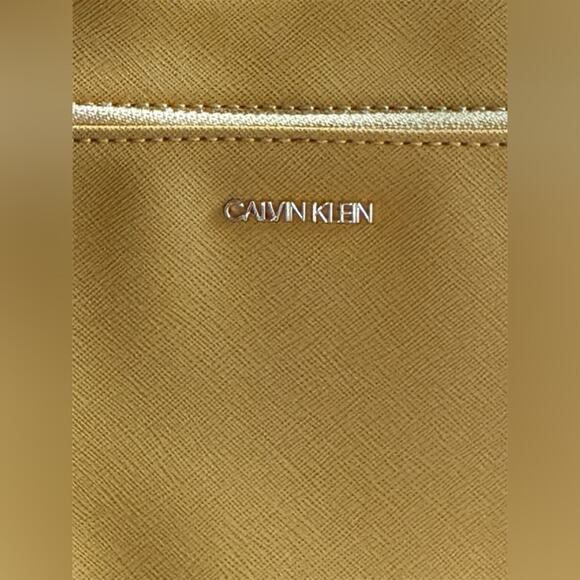 Calvin Klein Ava Hobo Saffiano Leather Mustard Shoulder Bag - Picture 10 of 13